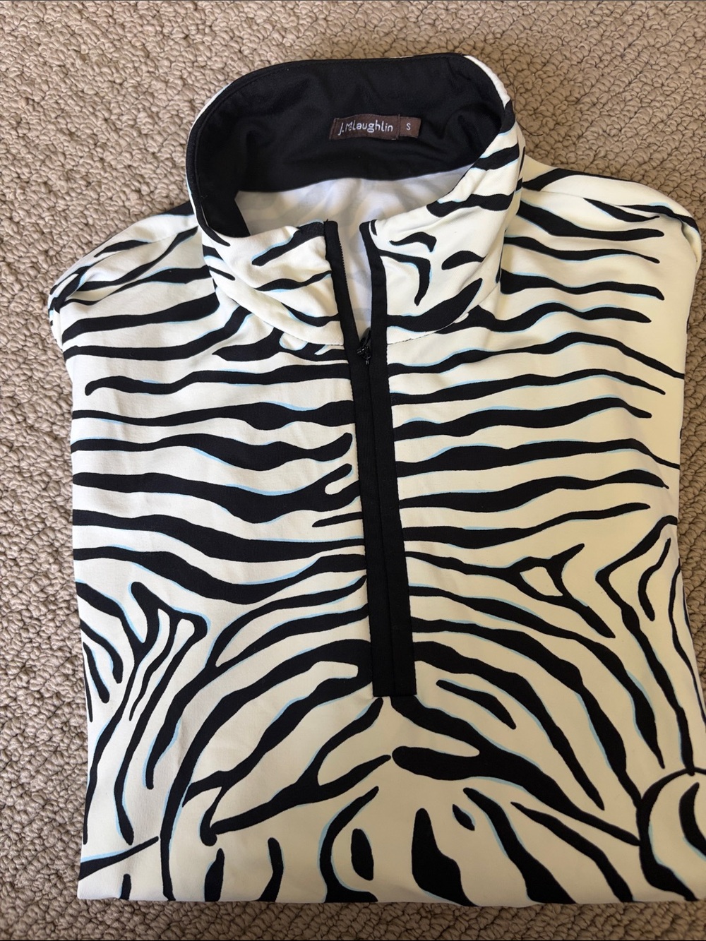 J. McLaughlin Zebra-Print Half-Zip Top - Black & White